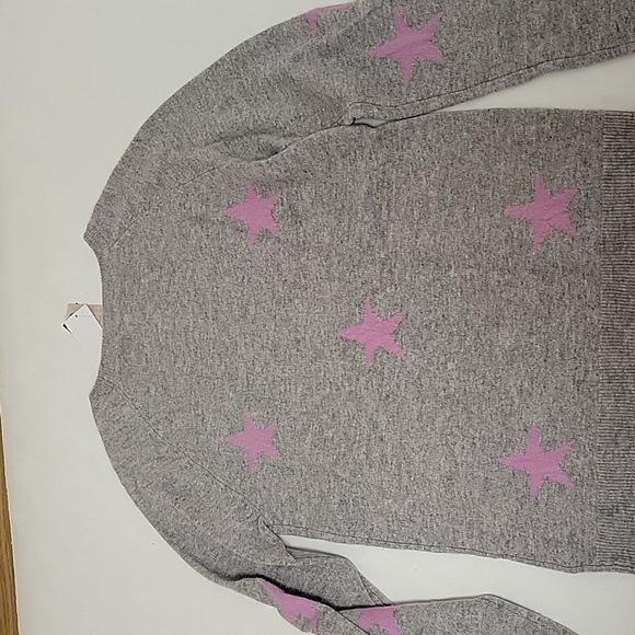 NWT long sleeve grey and pink star cashmere sweater by Philosophy  sz small - Picture 4 of 4